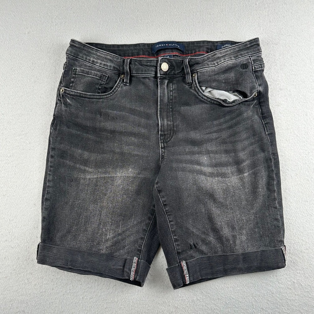 Tommy Hilfiger Greenwich Shorts Womens 8 Black Cuffed Denim Bermuda 1642